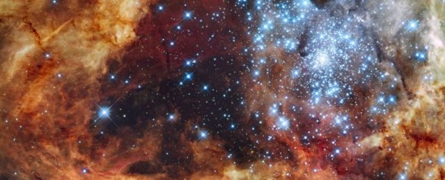 hubble space telescope image of star cluster r136 in the tarantula nebula