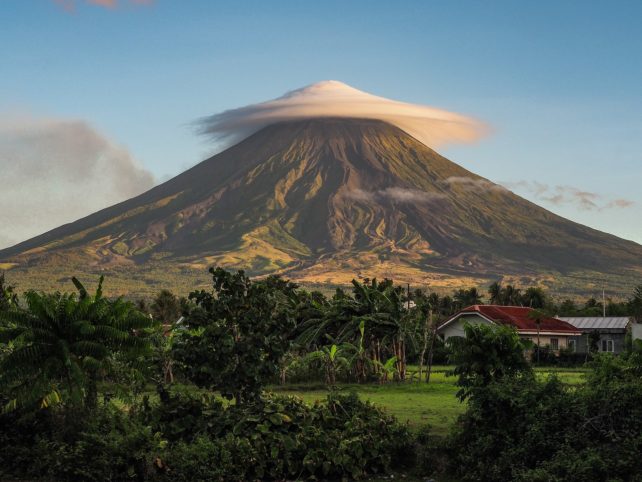 Lenticular cloud on volcano