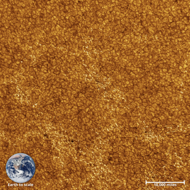 Granules of the Sun's chromosphere.