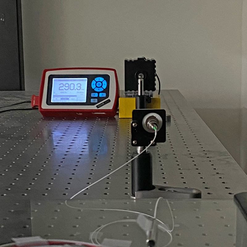 Laser transmitter and receiver on a table