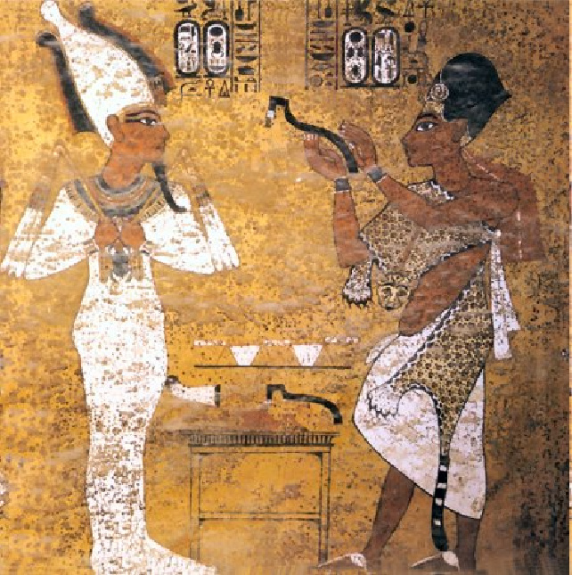 Egyptian mural showing two pharaohs.