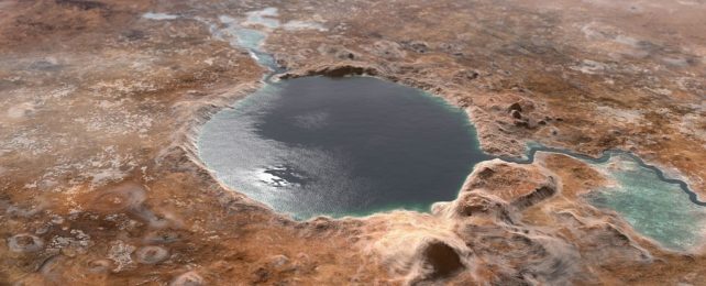 Water-filled crater on ancient Mars