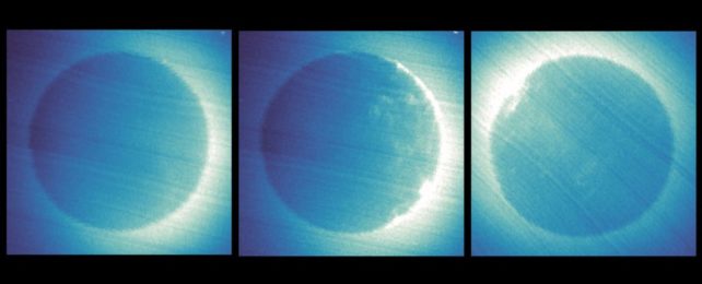 hope probe images showing patchy proton aurorae on mars
