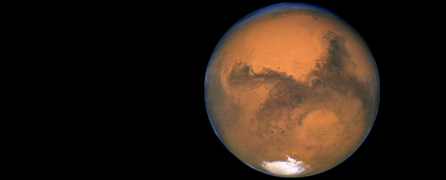 Image of Mars showing southern ice cap.