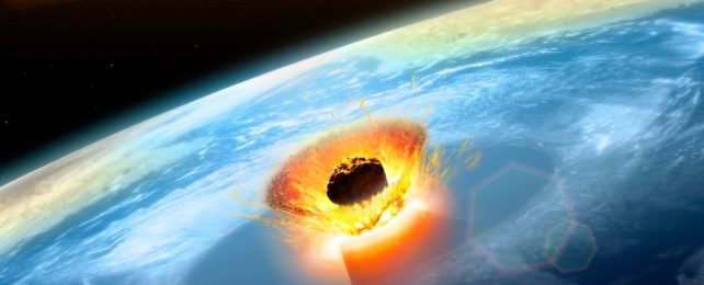 Asteroid colliding with Earth illustration