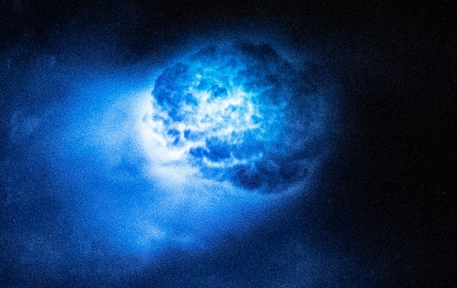 Blue Lightning Glow In Clouds Closeup