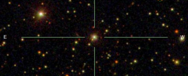 Crosshairs indicate position of black hole in starfield