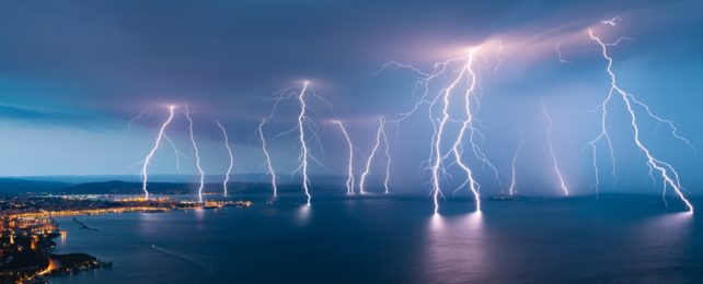 Lightning Storm At Sea