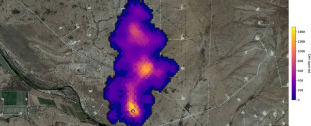 Methane plume concentrations depicted on map