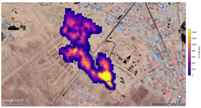 Methane plume emitted near Tehran, Iran.