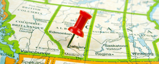 A red pin in a map