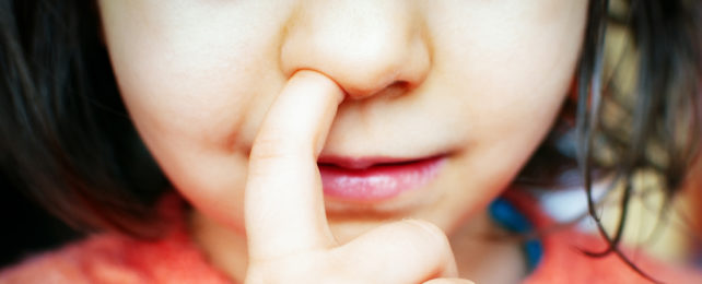 A child picking their nose
