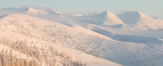 Snowy mountains in Russia