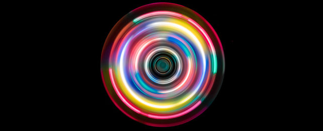 A circular swirl of colors.