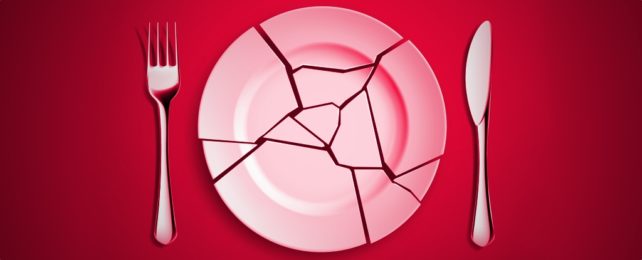 Broken Dinner Plate In Red Scene