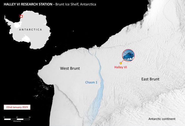 Antarktika'daki buzağılama bölgesinin haritası