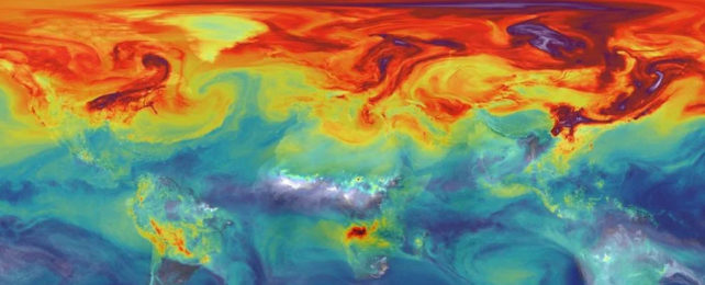 A NASA simulated map of carbon emissions.