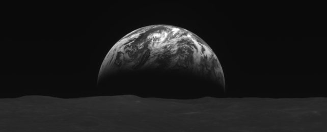 Earth Pictured Behind Moon Surface