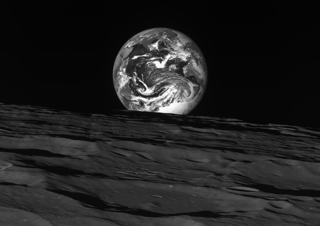 Earth Pictured Behind Moon Surface