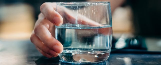 Hand Holds Glass Of Water