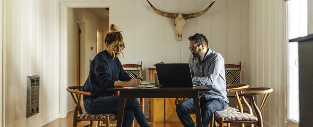 A couple working from home