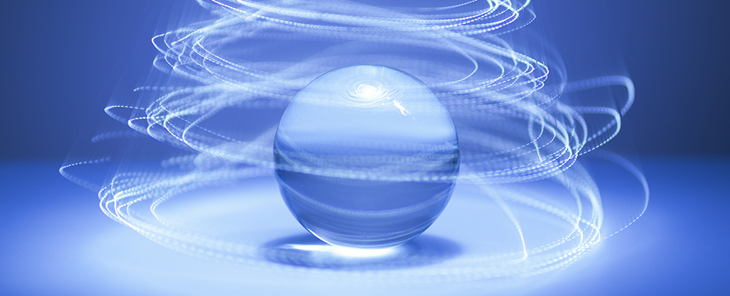 blaue Kugel, umgeben von konzentrischen Linien, die die Rotation anzeigen