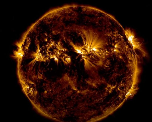 Tumultuous activity spanning across the sun's surface