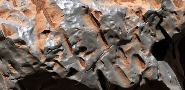 Details of metallic meteorites pits and ridges 