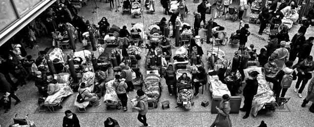 Crowded Makeshift Hospital