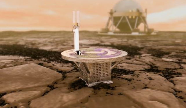 artist concept of a future lander on the surface of Venus