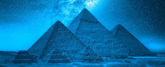 Pyramids In Egypt Look Blue Under Night Sky