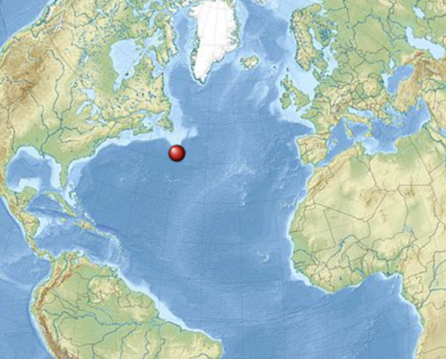 Map showing resting place of Titanic