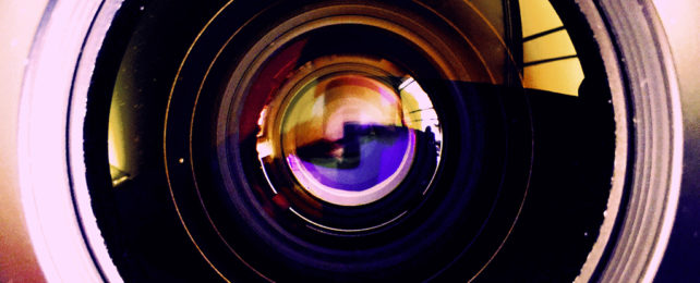 Camera lens close up