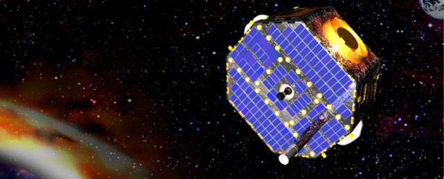 An illustration of the IBEX spacecraft.