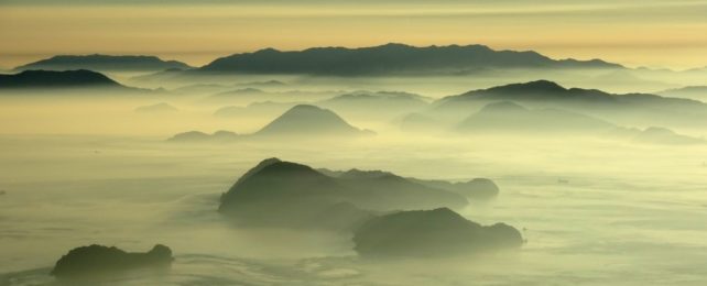 Misty islands in Japan