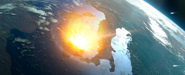 Blast from meteorite impact in the ocean off the coast of Italy, as seen from above