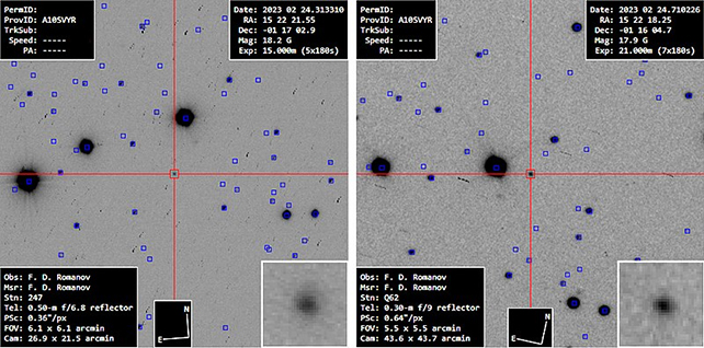 Imagens mostrando o cometa C/2023 A3