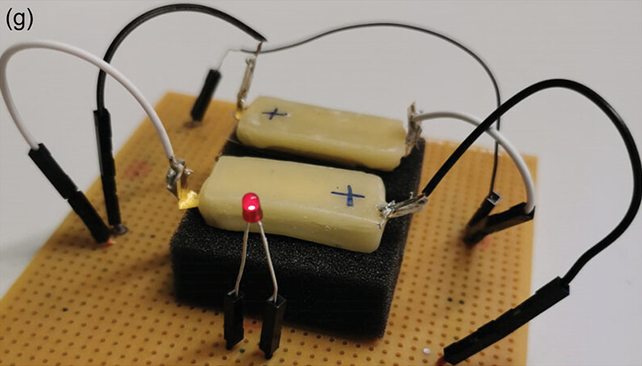 Edible battery being tested