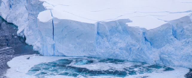 A collapsing Antarctic ice shelf.