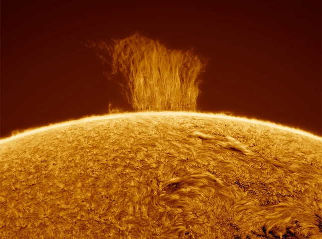 A 'waterfall' of plasma erupting from the Sun's surface.