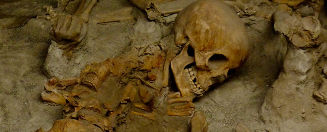 Human remains buried at Herculaneum.