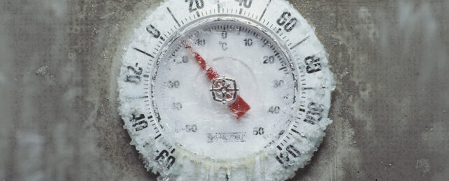 Ice-covered thermometer