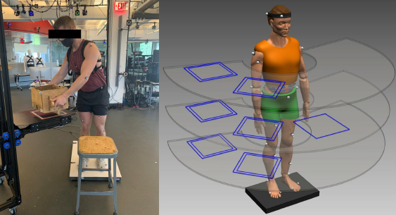 photo and diagram of experiment setup with individual lifting boxes