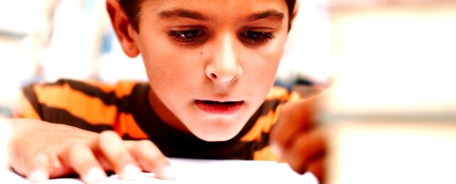 Young Boy Studies In Classroom