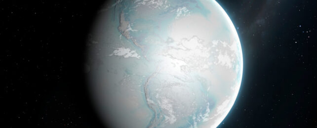 Artist illustration of ice-blue Earth as it may have looked during 'Snowball Earth'