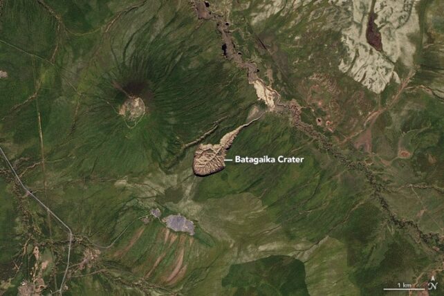 Aerial view of the crater