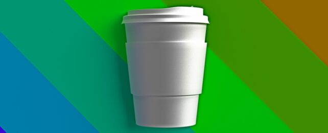 Coffee Cup On Rainbow Background