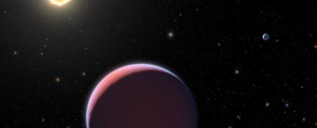 A pink looking planet