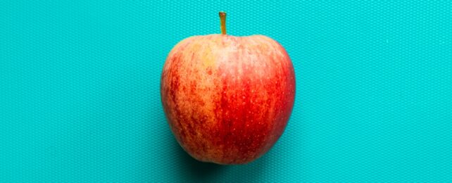 Apple On Blue Background