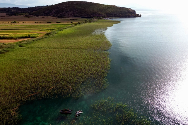 Divers Search Beautiful Lake Shore